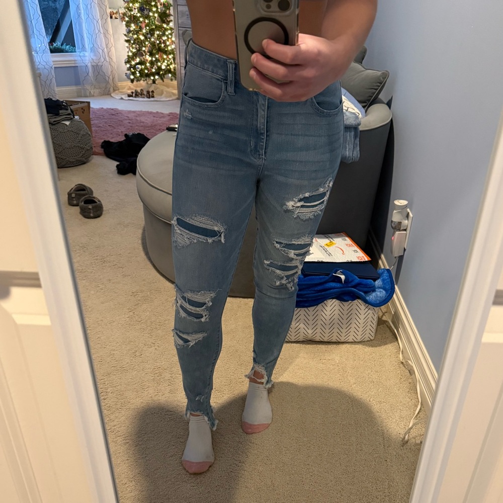 American Eagle Outfitters Light Blue Super Hi-Rise Jegging
